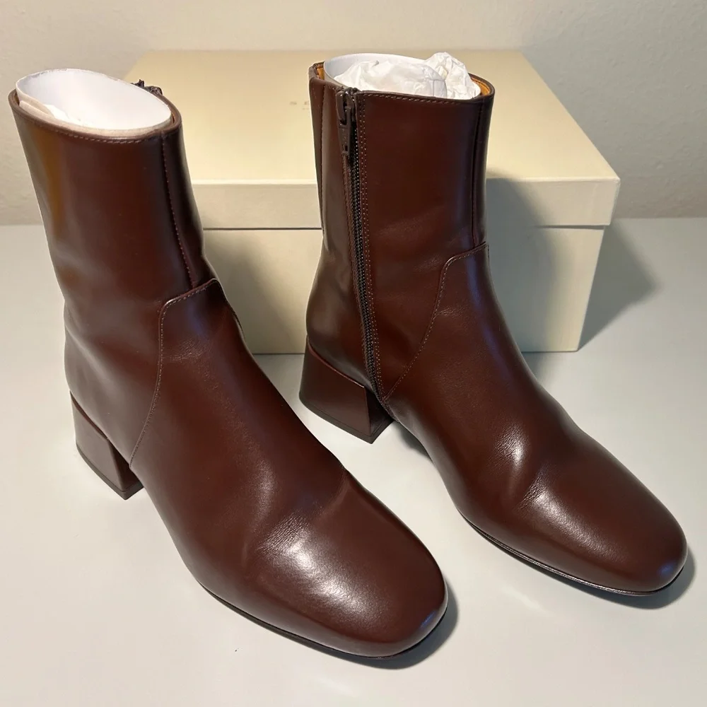 Pre Owned Womens Sezane PAULETTE LOW BOOTS Chocolate size US 7 - Picture 3 of 16